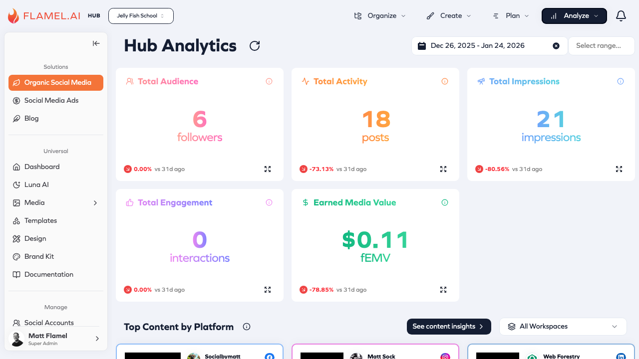 Analytics Overview showing performance metrics and trends